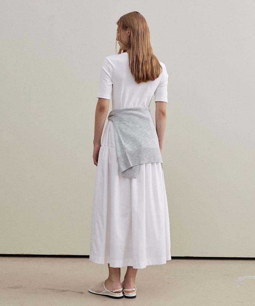 Artid Mix String Short Sleeve Dress_White