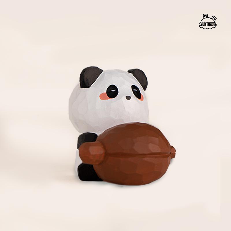 Figurină animal pisică din lemn sculptat pentru copii, ornament mic creativ de birou, decor pentru mașină, jucărie de scenă