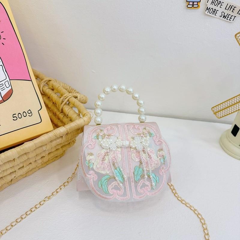 Decoration Pearl Cute Children Crossbody Bag With Chain Suitable For Daily