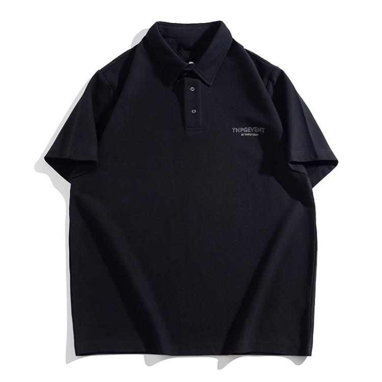 

Мягкие, влагоотводящие, высококачественные и дышащие мужские рубашки поло свободного кроя--Устойчивые к сминанию повседневные спортивные рубашки с коротким рукавом и воротником 2XL чёрный