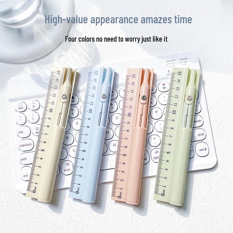Multifunctional Compass Ruler & Pencil: 3-in-1 Tool for Students - Ideal for Exams and Learning.