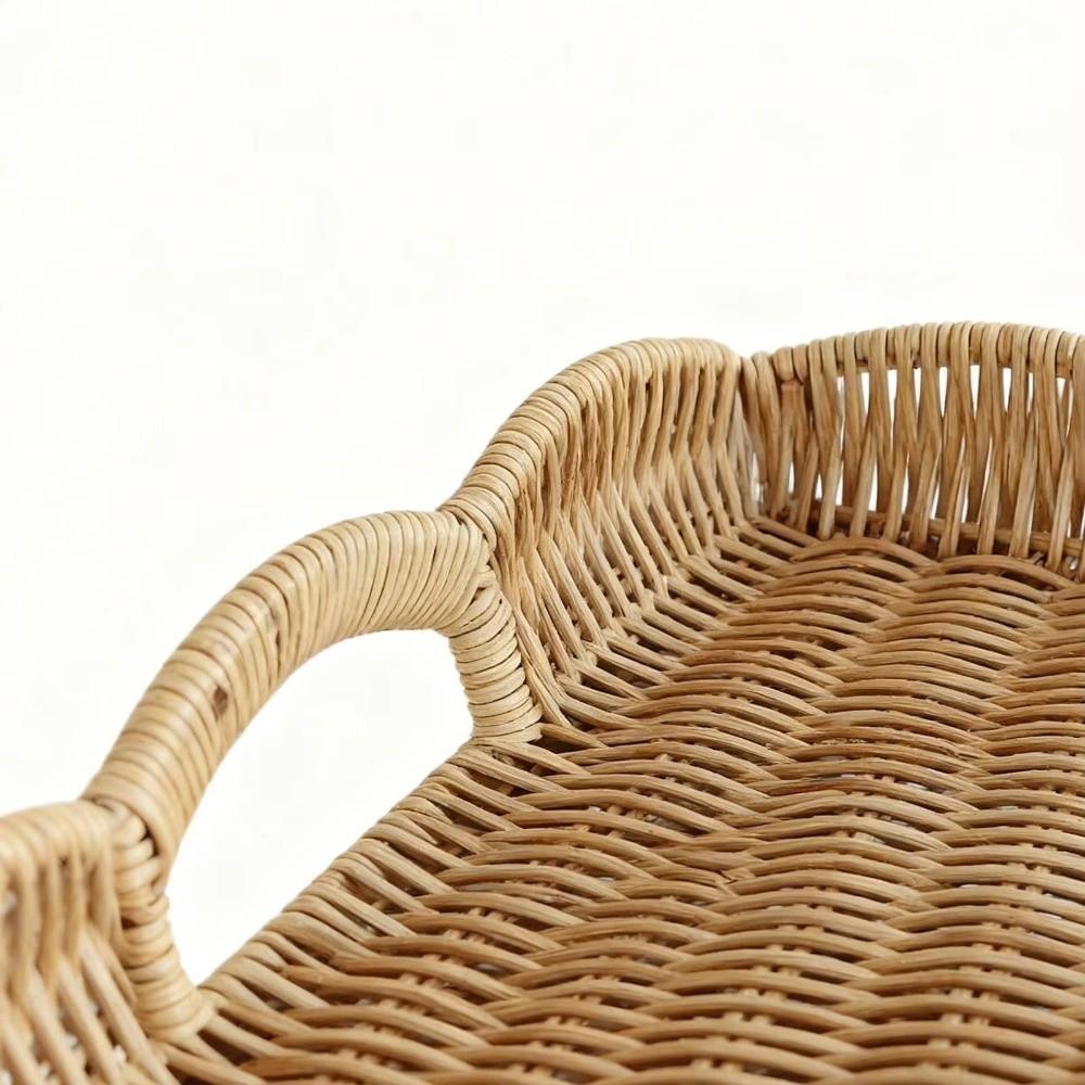 Imitation Rattan Woven Storage Tray Rectangular Woven Decorative Platter Vegetable