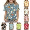 Kids Animal Print Short Sleeve T Shirt Casual Loose Fit Round Neck Top Soft Comfortable Fabric Suitable for Everyday Wear