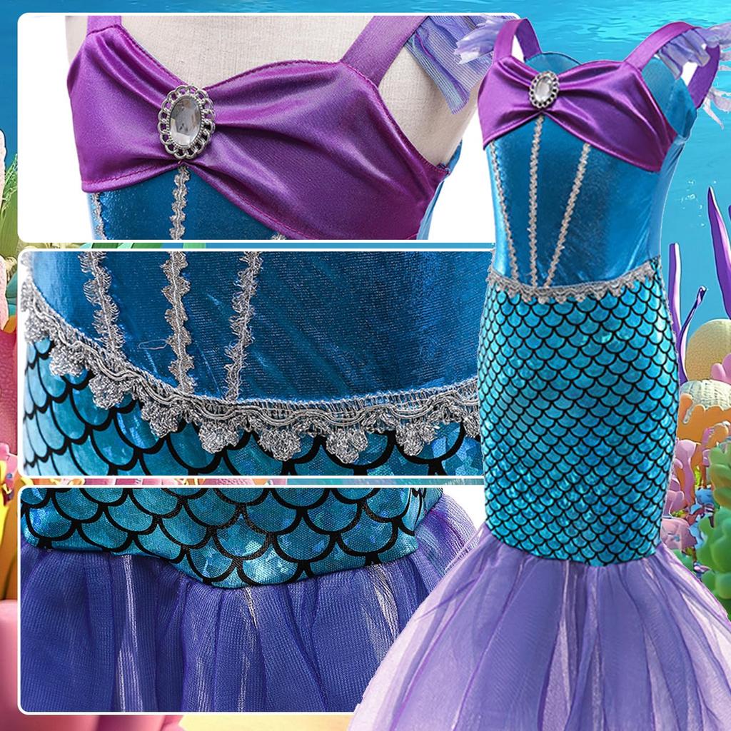 JIEAIRUI Princess Transformation Halloween Kids Christmas Gift Ariel-style Dress, Children's Mermaid-style Cosplay, Ariel-style Dress, Kids'