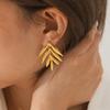 Simple Gold Leaf Earrings Hypoallergenic Titanium Steel Dainty Elegant Everyday Wear Non-Tarnish Ear Jewelry