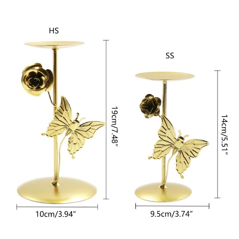 Wrought Iron Candle Holder Butterfly Decorative Candlestick Desktop Ornaments Wedding Candle Stand for Home Bedroom