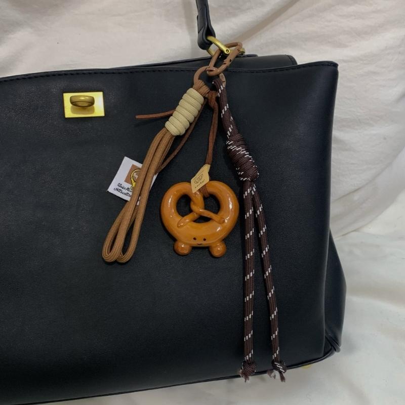 Bagel Pretzel Chocolate Bag Charm Pendant Keyring Braided Rope Keychain Charm for Backpack Purse Handbag Decorations