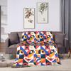 Abstract Geometric Pattern  Bauhaus Super Soft Blankets  Picnic Plush Throw Blanket Couch Bed Flannel Bedspread Sofa Bed Cover