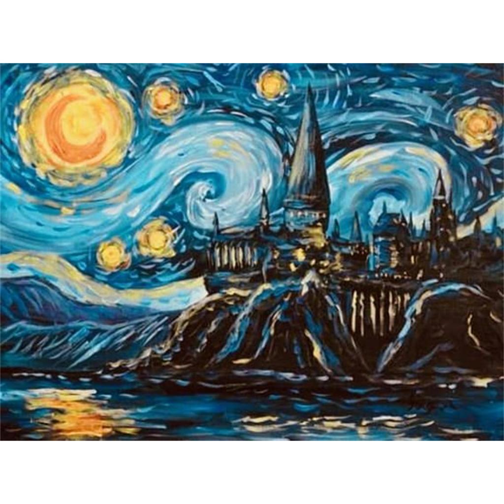 Zamek Harry'ego Pottera Magia Diamentowe Malowanie Sztuczna Mozaika Haft Krzyżykowy Łazienka 5D DIY Wzór Artystyczny Tworzenie