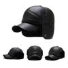 PU Leather Winter Men's New Padded Warm Dad Old Man Leather Cap Middle-aged Windproof Ear Protection Duck Tongue Cap