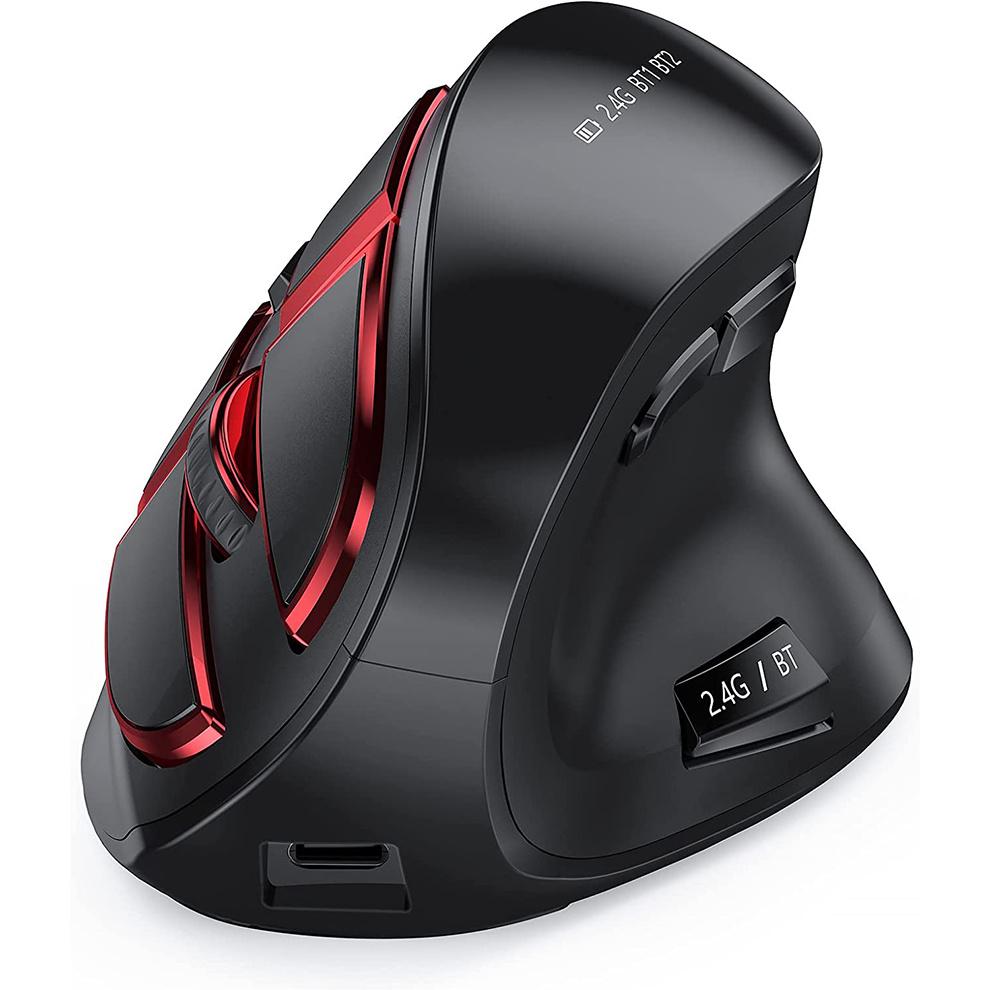 Vogek Bluetooth+2.4G Wireless Vertical Mouse Rechargeable Quiet Click Ergonomic Mice for Laptop Computer Tablet Gaming Mouse