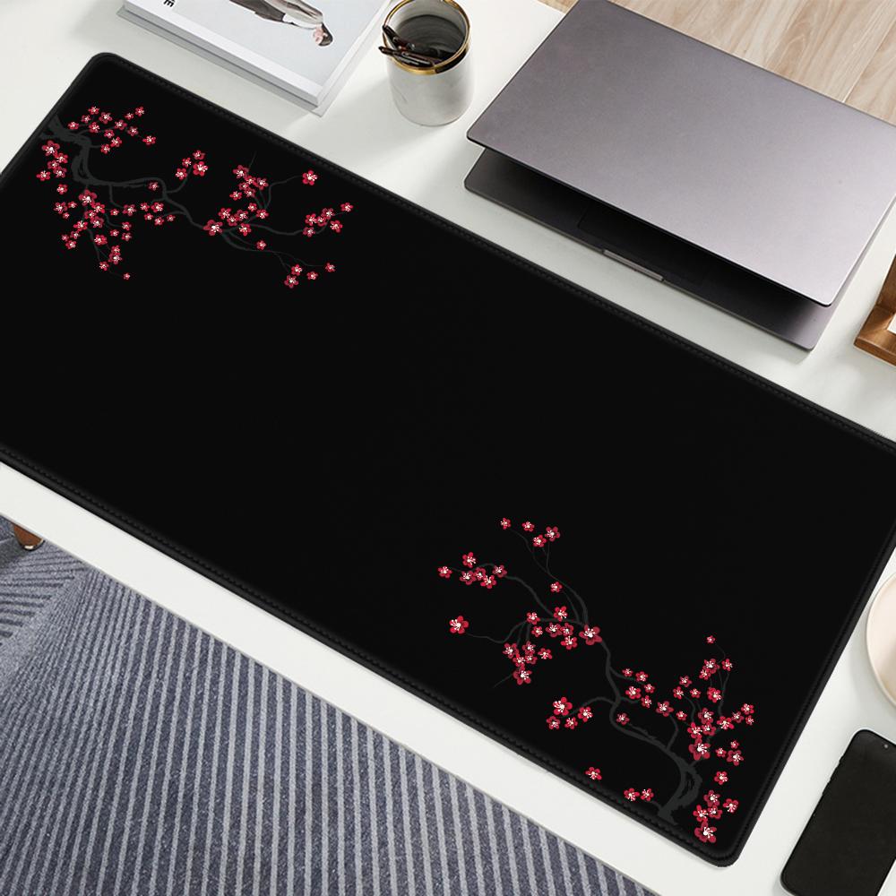 Cherry Blossom Ai Mouse Pad, Minimalist Japanese Desk Decor Cute HD Extended Gaming Keyboard Mats Large 90x40cm XXL Gamer