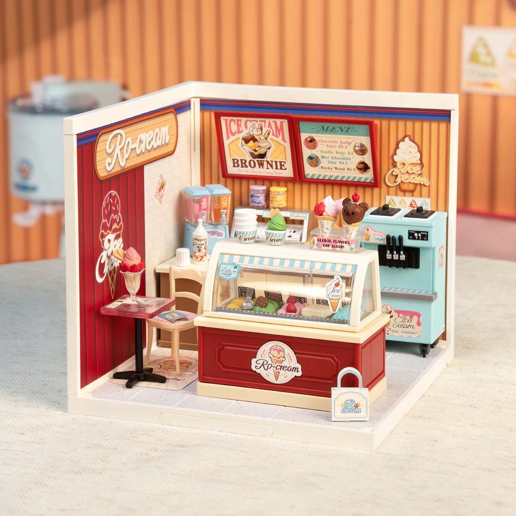 ROBOTIME Rolife 3D-Puzzle Super Creator Geschmackvolles Eis DIY Miniaturhaus (DW018B) | 1:24 Skala
