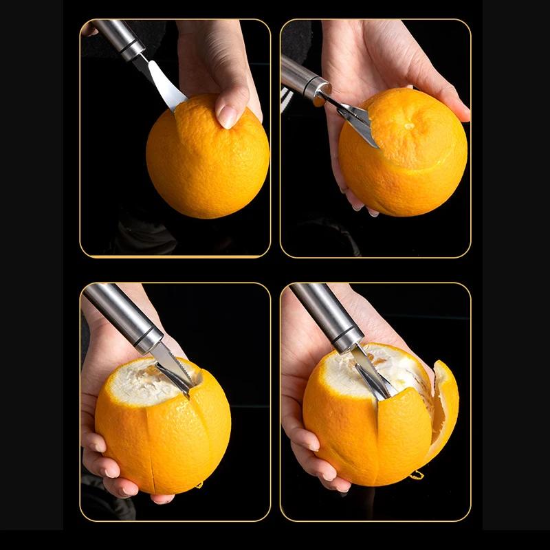 Stainless Steel Orange Peeler Creative Lemon Grapefruit Cutter with Handle Multifunctional Kitchen Fruit and Vegetable Gadget