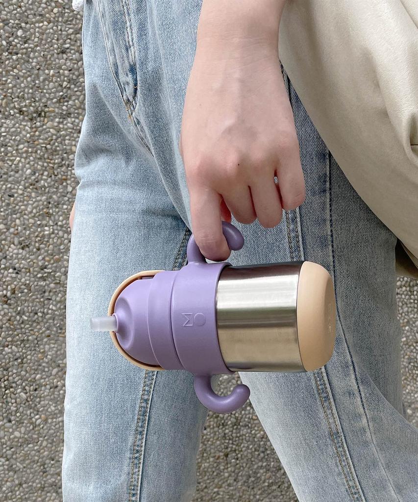 Melloware Baby Thermos with Stainless Steel Straw, 270ml, Insulated Straw Mug, for Toddlers, Boys and Girls, MATT Matt, Purple, Baby Gift