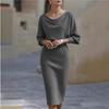 European & American Pleated Batwing Sleeve Midi Dress - 2025 Fashion Collection