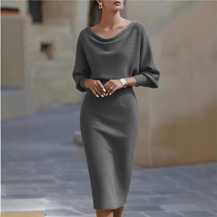 European & American Pleated Batwing Sleeve Midi Dress - 2025 Fashion Collection