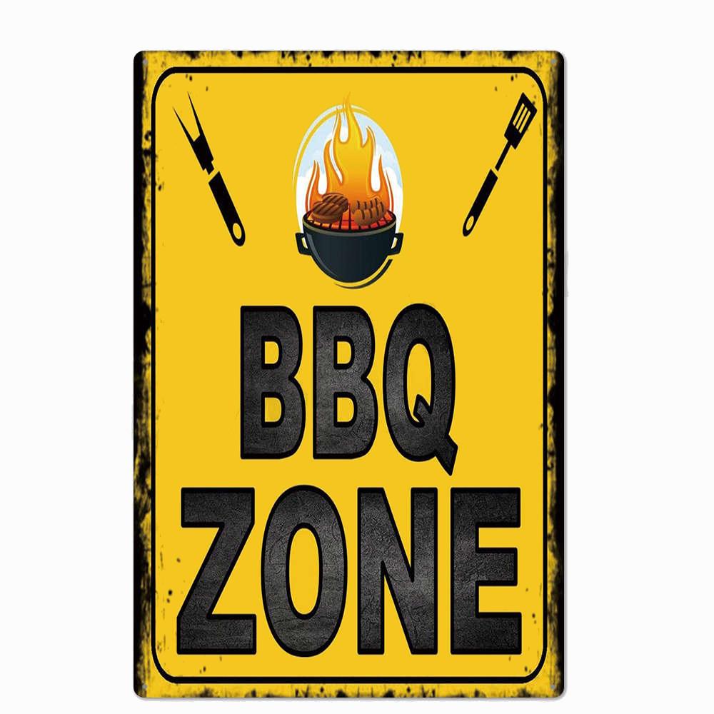 ZONA BARBECUE DEL PAPÀ Targa Retro Segni di Latta in Metallo Pub Cucina Casa Griglia Decorazione da Parete Vintage 20X30CM