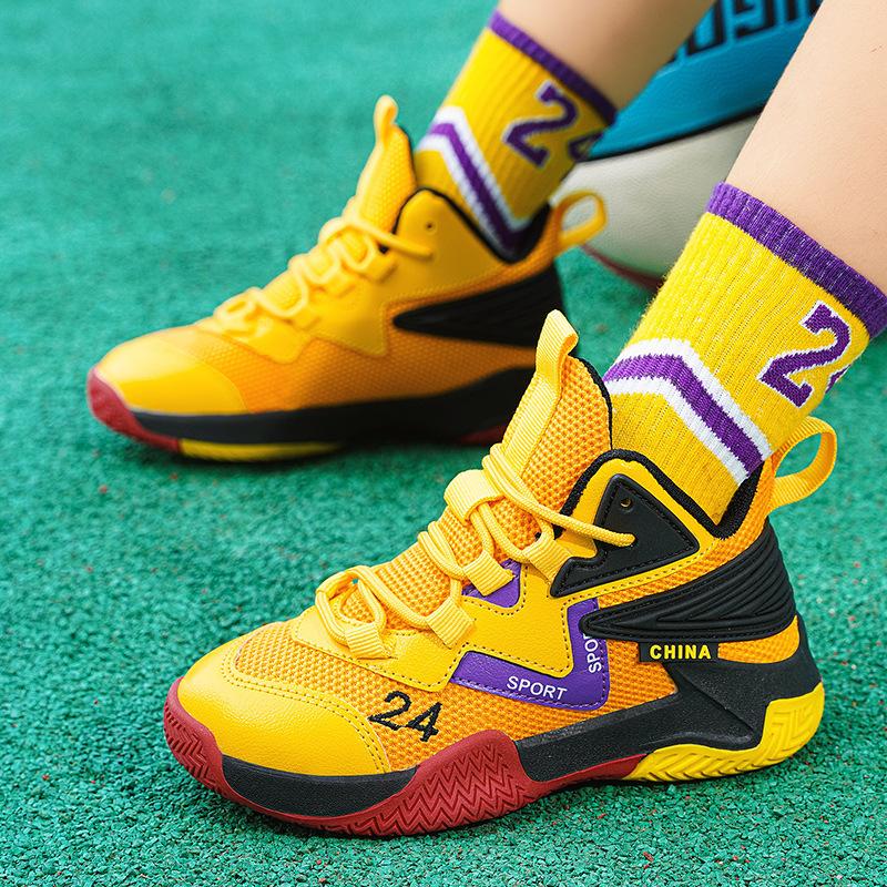 Boys basketball shoes 024 spring and autumn new classmates children's actual combat training breathable mesh non-slip sports shoes batch