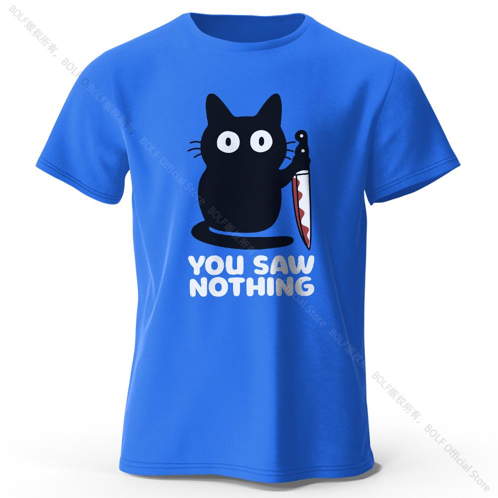 Women's Funny Cat Printed Basic Crew Neck 100% Cotton T-Shirt, Breathable Round Neck Short Sleeve Tee Unisex Fit for Men & Women