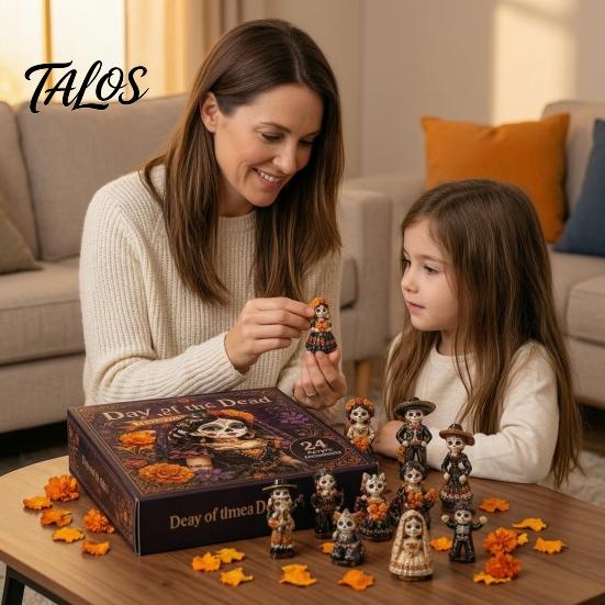 Forniture per Feste di Halloween Giorno dei Morti Costume Calendario dell'Avvento 2026, Conto alla Rovescia di 24 Giorni con Decorazioni Tradizionali per Tavolo Altare Pezzi Mini Acrilico