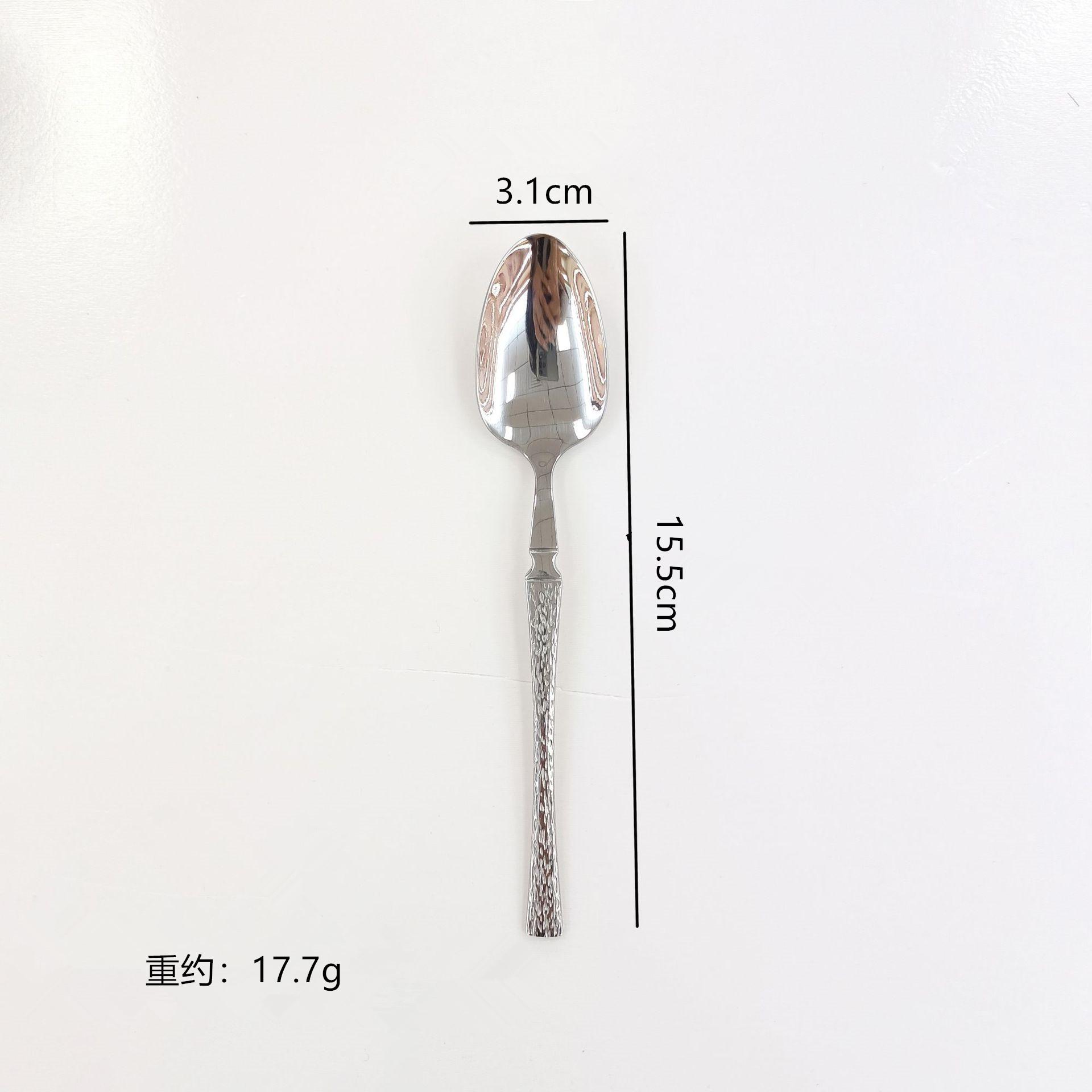 1Pcs Stainless Steel Stone Patterned Spoon Household Dining Spoons Korean Style Long Handled Soup Spoons Kitchen Supplies