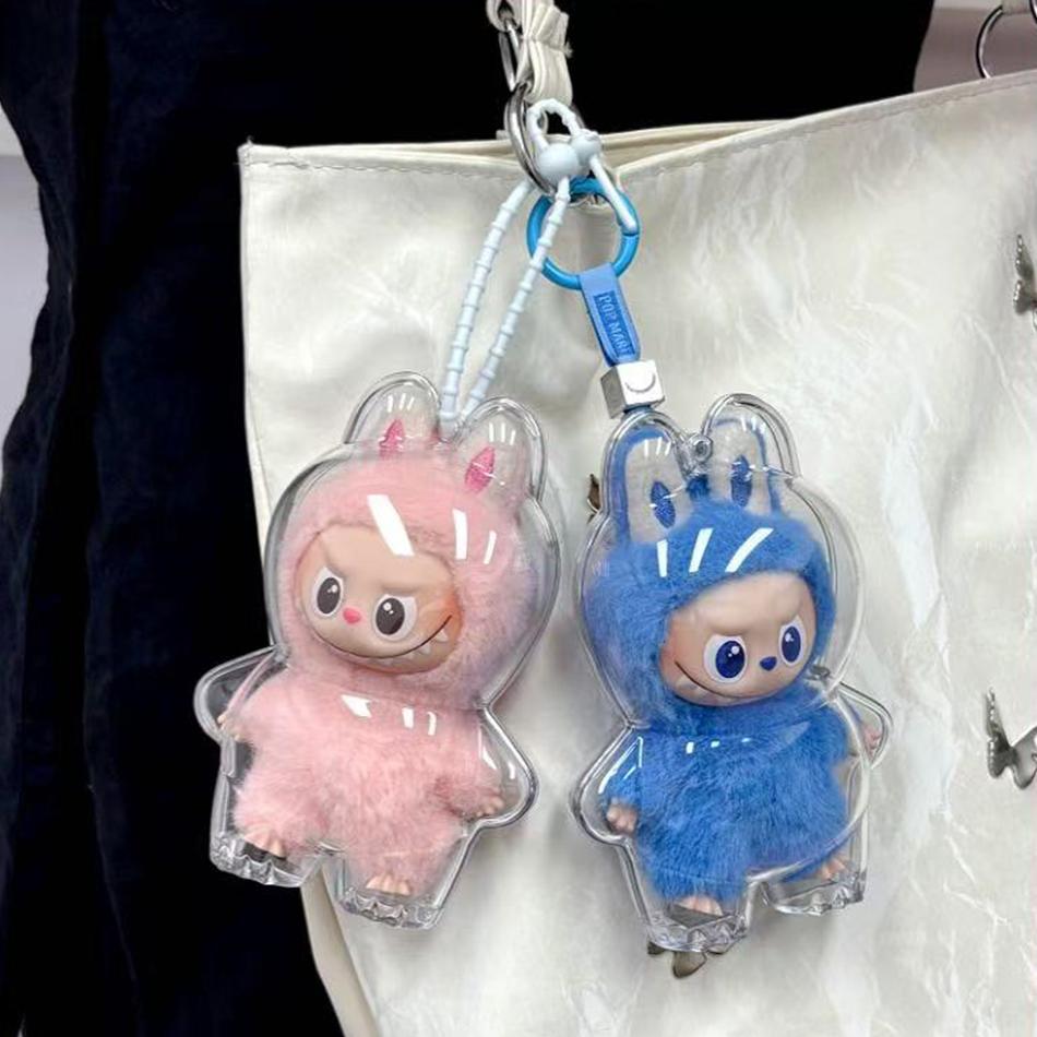 Labubu 4.0 Pin için Şeffaf Koruyucu Kılıf Aşk Serisi Peluş Bebek Toz Kılıfı LABUBU Bebek Aksesuarları İçin Saklama Kutusu