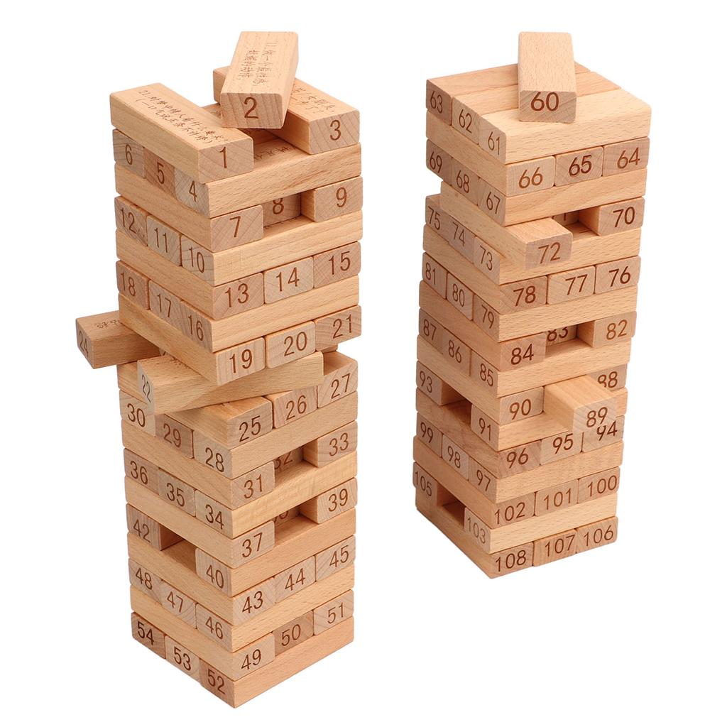 Stacking Wooden Block Game Tumbling Stack Board Game for Over 3 Years Old Kids Family Adults