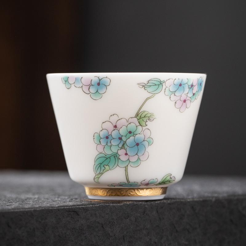 Sheep Fat Jade White Porcelain Teacup Handmade Porous Roasted Tea Bowl Personal Master Cup Meditation Cup Mugs Kung Fu Teaware