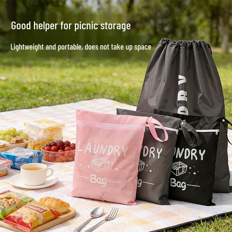 Portable Waterproof Travel Storage Bag - Multifunctional, Large Capacity Clothing & Sundries Organizer with Drawstring