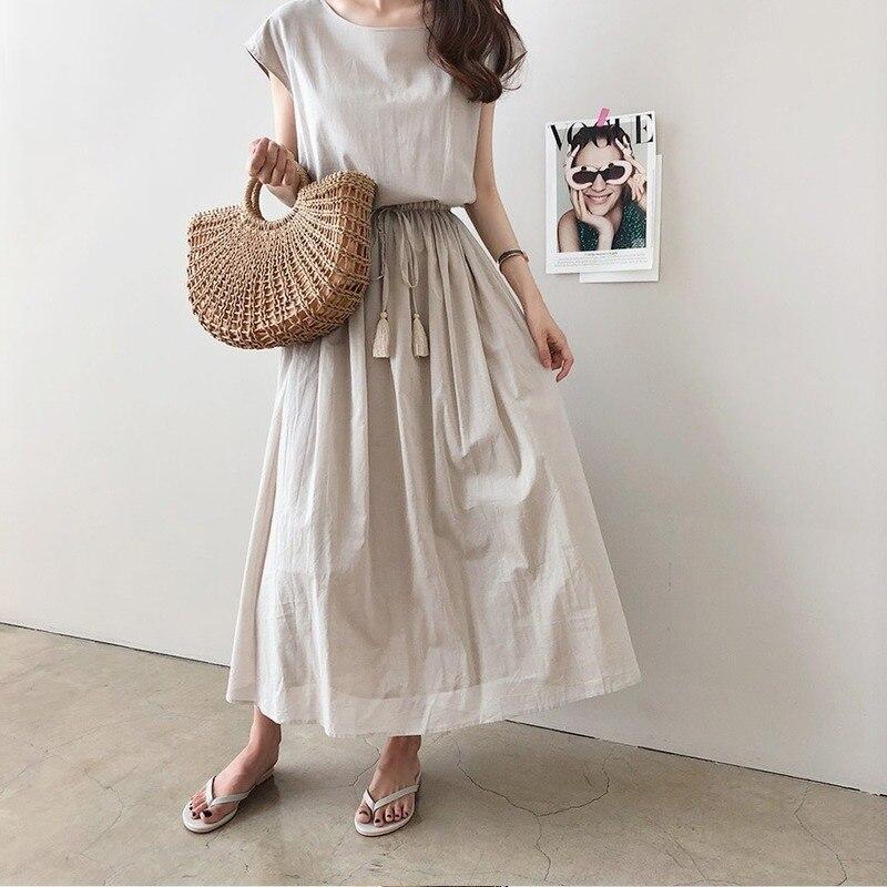 Rövid ujjú, alkalmi, hosszú ruha, laza pamut nyári ruha, női estélyi vintage női strandruhák, Robe Vestido 15301