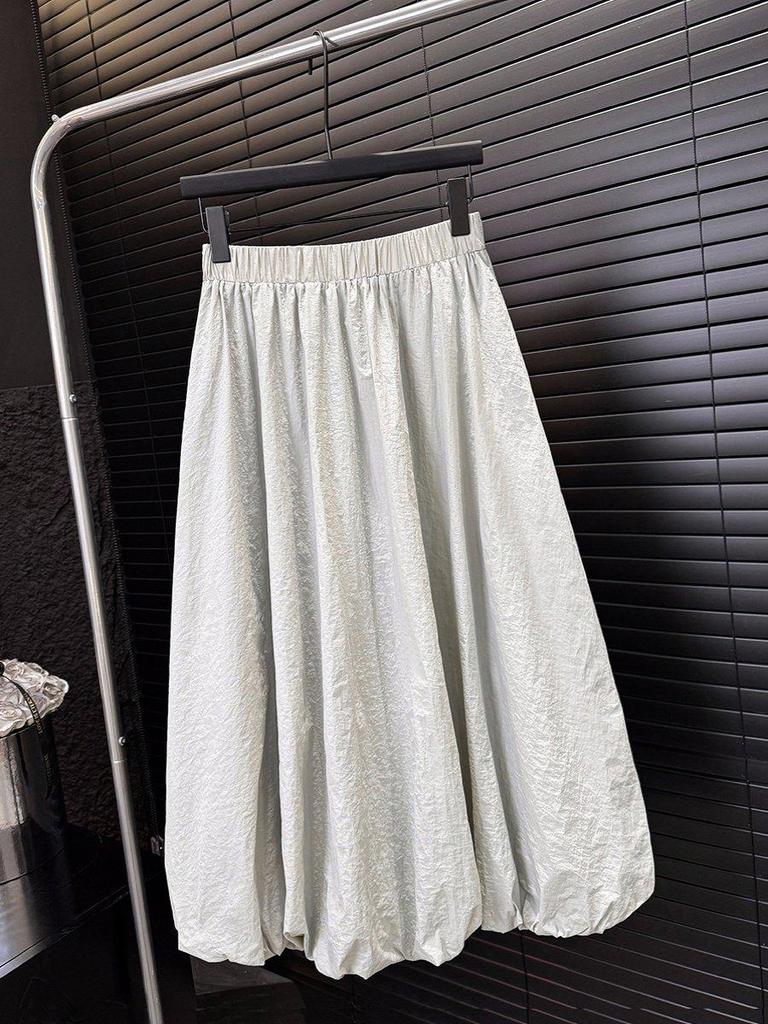 2026 Spring/Summer Women's High-Waisted Elastic Puffy A-Line Lantern Skirt - Loose, Lazy Style