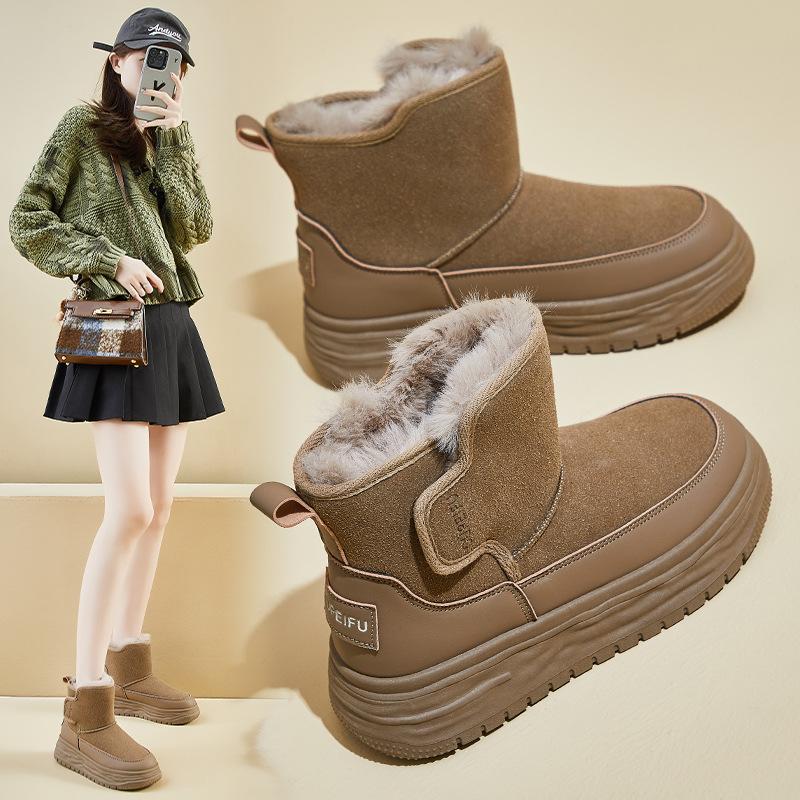 Velvet High Top Snow Boots for Women 2024 Winter New Student Ins Korean Version Warm Casual Shoes Cotton Shoes