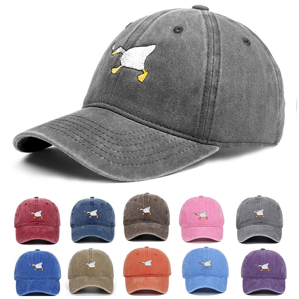 Cartoon Goose With Knife Embroidered Baseball Cap Soft Casual For Women Men Spring Summer Wide Brim Sun Hat