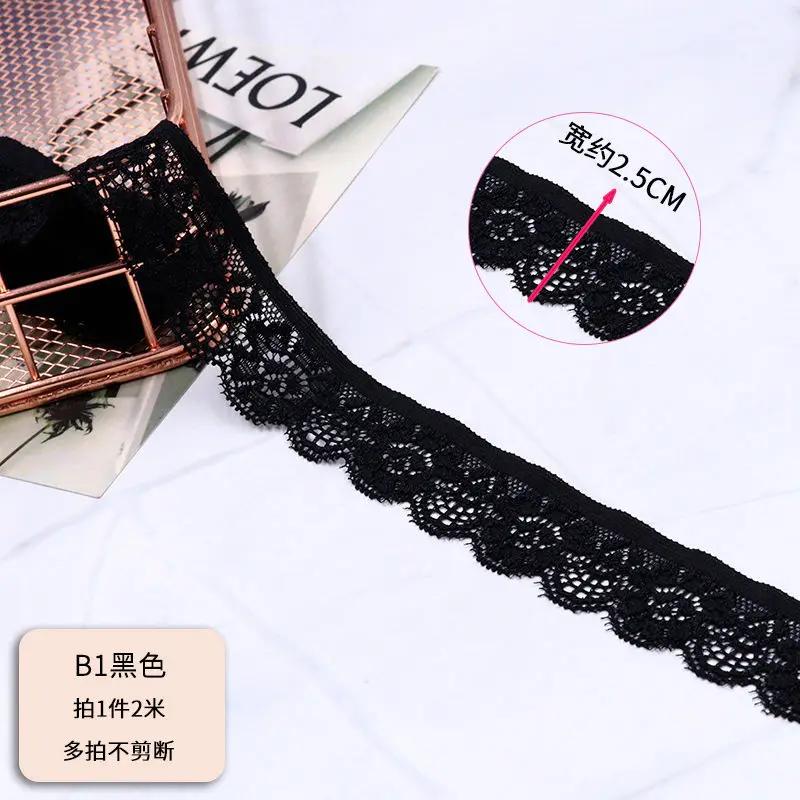 

Colorful Elastic Lace Clothing,Curtains,Lace Fabric, 2.5CM * 2m Handmade DIY Accessories,Black Lace Edge Accessories,Decoration 2.5cm&2 code