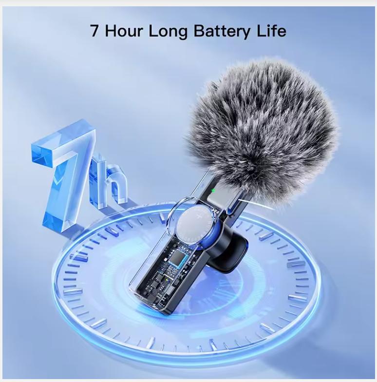 Wireless Lavalier Microphone Portable Noise Reduction Mini Microphone Audio Video Live Interview Recording For iPhone Mic