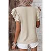 Available: Stylish European & American Women's Petal Sleeve Pullover T-Shirt, Versatile Short Sleeve Round Neck Design