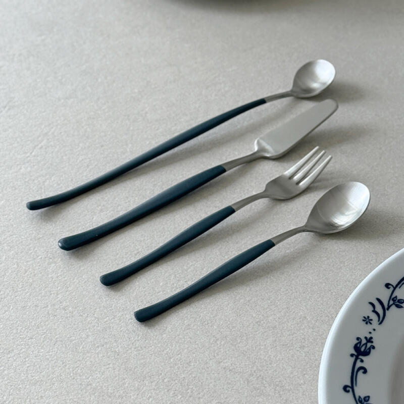 Nicott Satin Color Teaspoon Tea Fork Teaspoon Blue Black