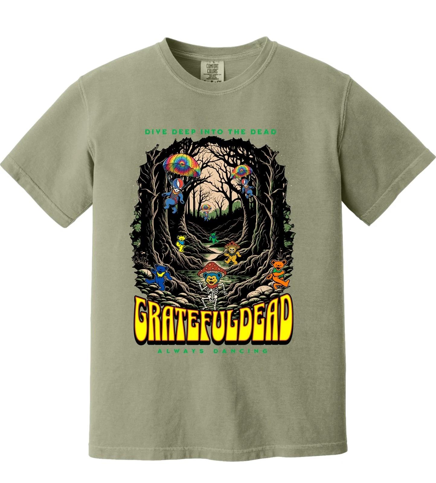 Dancing Bears Forest T-Shirt | Psychedelic Mushroom Skeleton Tee | 100