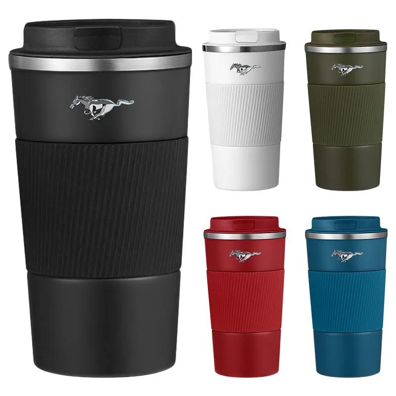 Autocollant de Voiture Mug Thermique 500ML Double Paroi Acier Inoxydable 304 Tasse à Café Thé Vide Pour Ford Mustang Universel Grande Taille Mustang