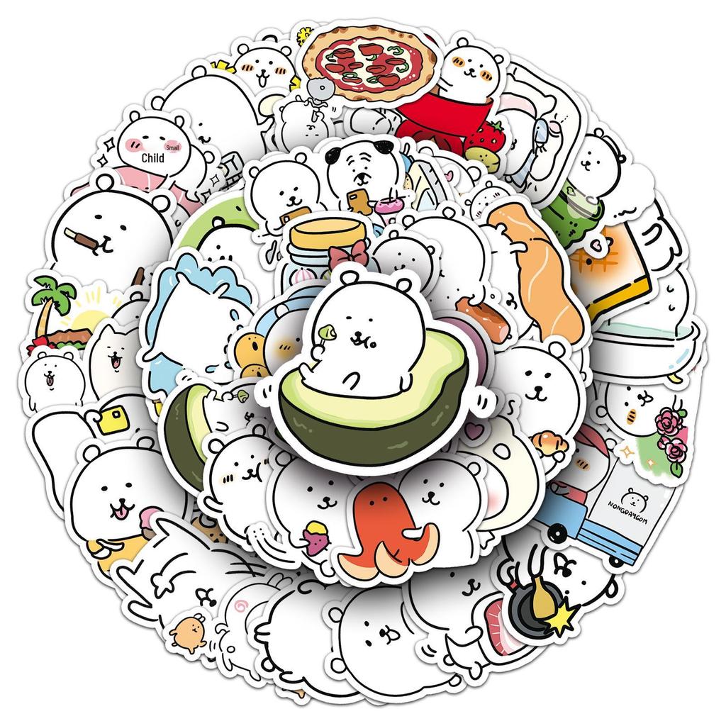 50 Cute Self-Deprecating Bear Stickers for Cartoons, Phones, Notebooks, and Planners