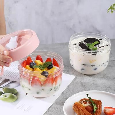 Cupă cu fulgi de ovăz 600 ml Cupă cu salată Capac ermetic îngroșat cu lingură Depozitare alimente portabil peste noapte iaurt Salată cu lapte Borcan pentru mic dejun