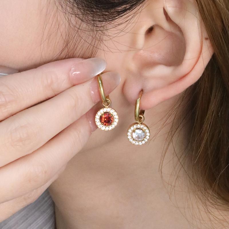 Clearly Colored Cubic Zirconia Drop Earrings For Woman Dancing Party Accessories Luxury Shiny Zircon Geometric Clip