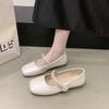 Rhinestone empty Mary Jane shoes women's 2025 summer new versatile thick heel high heels retro buckle single shoes