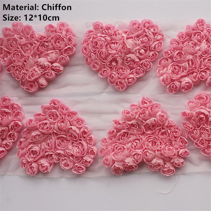 20 Stück Große Chiffon-Rosen-Herz-Aufnäher für DIY Baby Mädchen Kleidung Kleid Strampler Hemden Nähdekorationen Haarschleifen-Zubehör