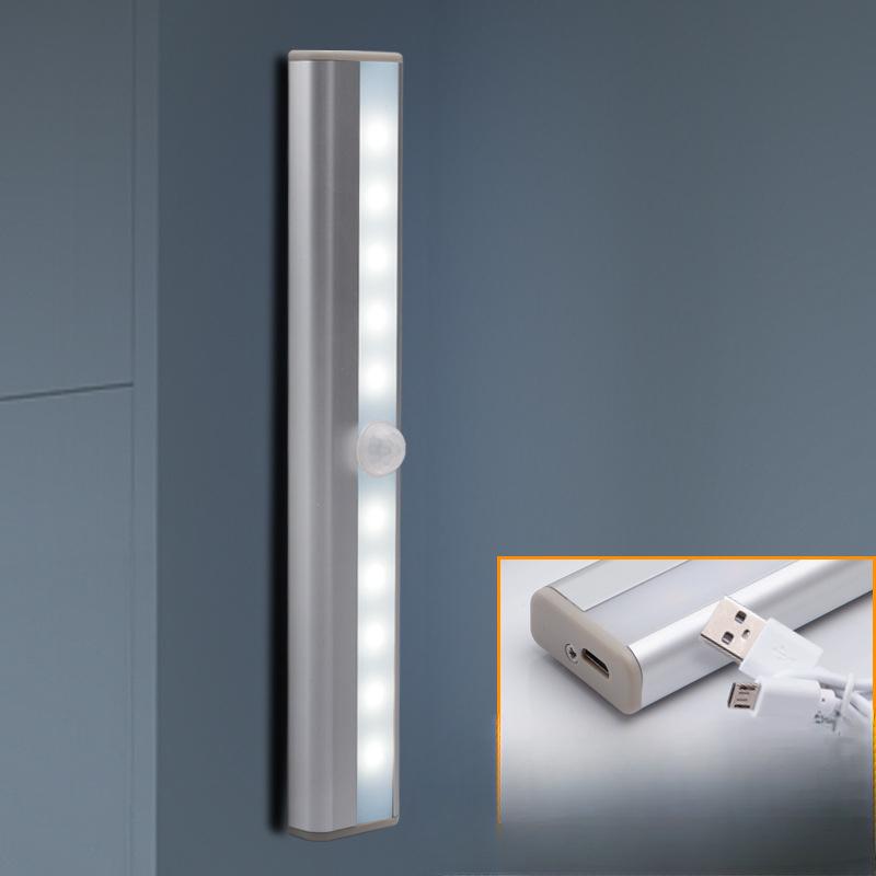 LED Human Body Sensor Light Long Bedroom Entry USB Charging Magnetic Wine Cabinet Wardrobe Corridor Light