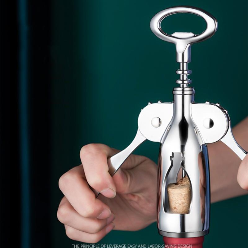 Handrörelse Flasköppnare Klassisk Och Praktisk Rostfri Vinkorköppnare Bärbar Vinkorkborttagare Köksredskap