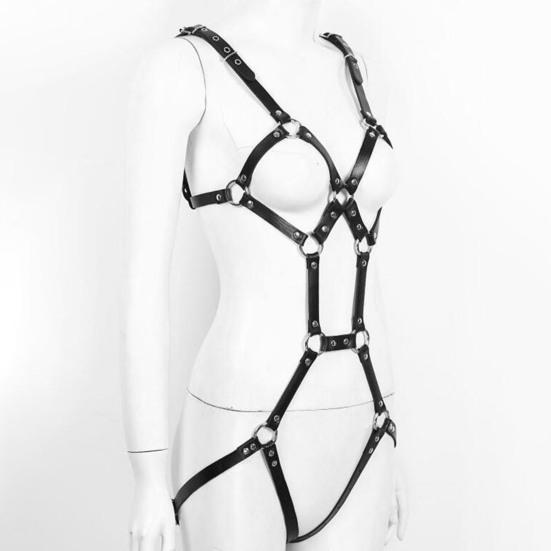 Sexy Body Harness Adjustable Hollow Out Waterproof Elastic Sex Supplies Erotic Faux Leather Women Sexy Strappy Garter Belt Strap Adult Products