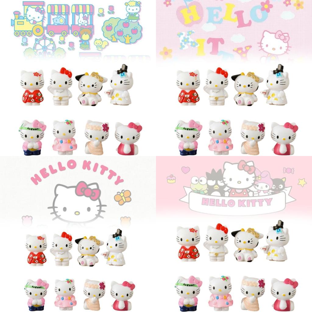 Adorable 8 Piece Hello Kitty Cartoon Figurine Collection Pvc Toy Set For Display