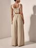 Spring/Summer 2026 Women's Solid Color Vest and Wide-Leg Pants Suit